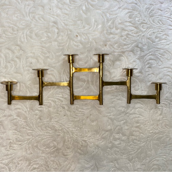 Vintage Mid Century Modern Brass Multi Candle Holder - Picture 2 of 6